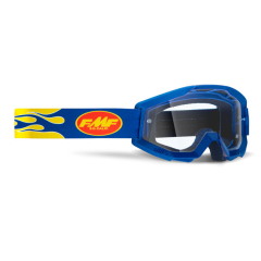 Маска кросс FMF Powercore Flame Navy - прозрачная линза