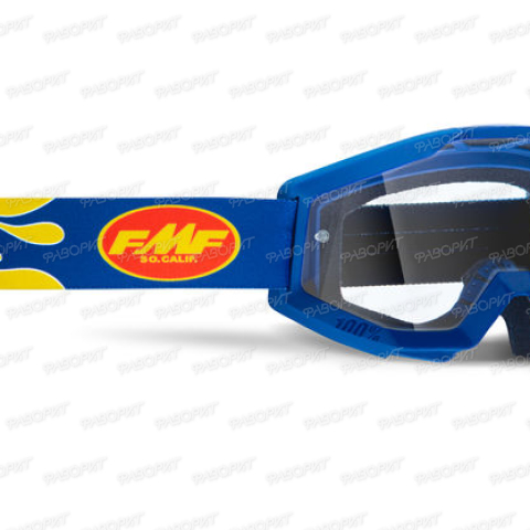 Маска кросс FMF Powercore Flame Navy - прозрачная линза