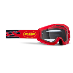 Маска кросс FMF Powercore Flame Red - прозрачная линза
