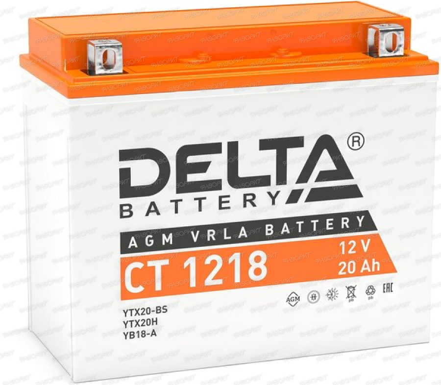 Аккумулятор DELTA CT 1218 20Ач прямая полярность