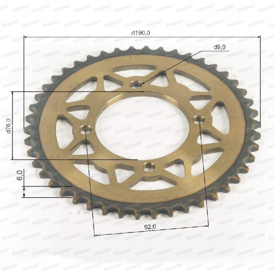 Венец, звезда ведомая (420-46) сталь, закаленные зубья PIT BIKE 125-190 4х92х76