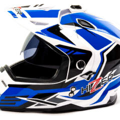 Шлем мото мотард HIZER J6802 #6 (S) white/blue (2 визора)
