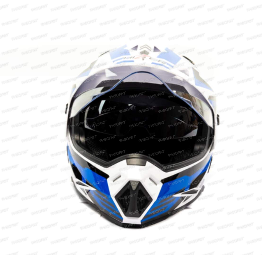 Шлем мото мотард HIZER J6802 #6 (M) white/blue (2 визора)