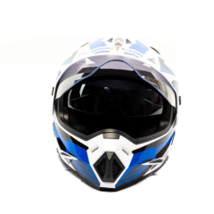 Шлем мото мотард HIZER J6802 #6 (M) white/blue (2 визора)