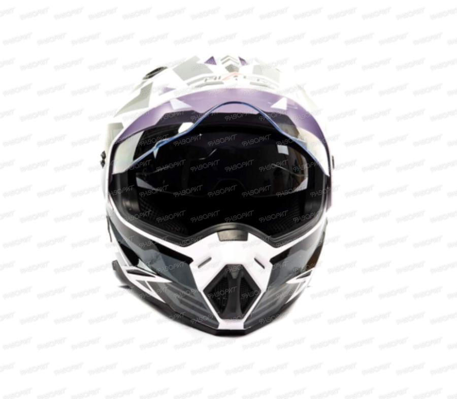 Шлем мото мотард HIZER J6802 #4 (M) white/gray (2 визора)