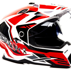 Шлем мото мотард HIZER J6802 #5 (S) white/red (2 визора)