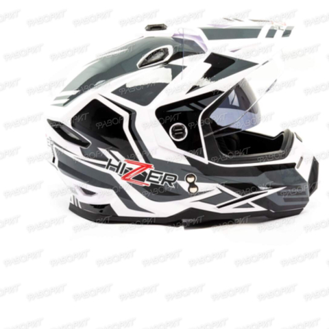 Шлем мото мотард HIZER J6802 #4 (S) white/gray (2 визора)