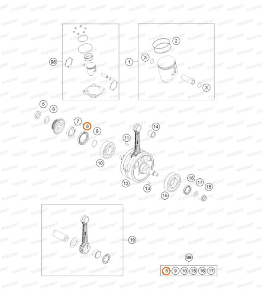 Сальник коленвала (38X52X7BTSL) KTM SX/EXC/250-300/98->