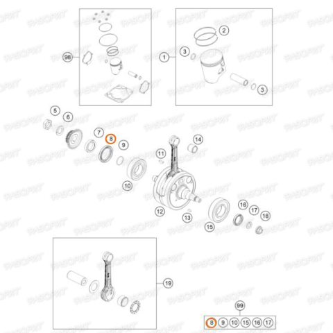 Сальник коленвала (38X52X7BTSL) KTM SX/EXC/250-300/98->