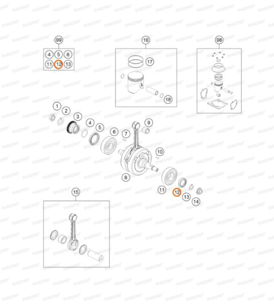 Сальник коленвала (25X35X7BTSL) KTM SX/EXC/125/250/300/98->