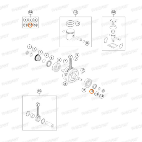 Сальник коленвала (25X35X7BTSL) KTM SX/EXC/125/250/300/98->