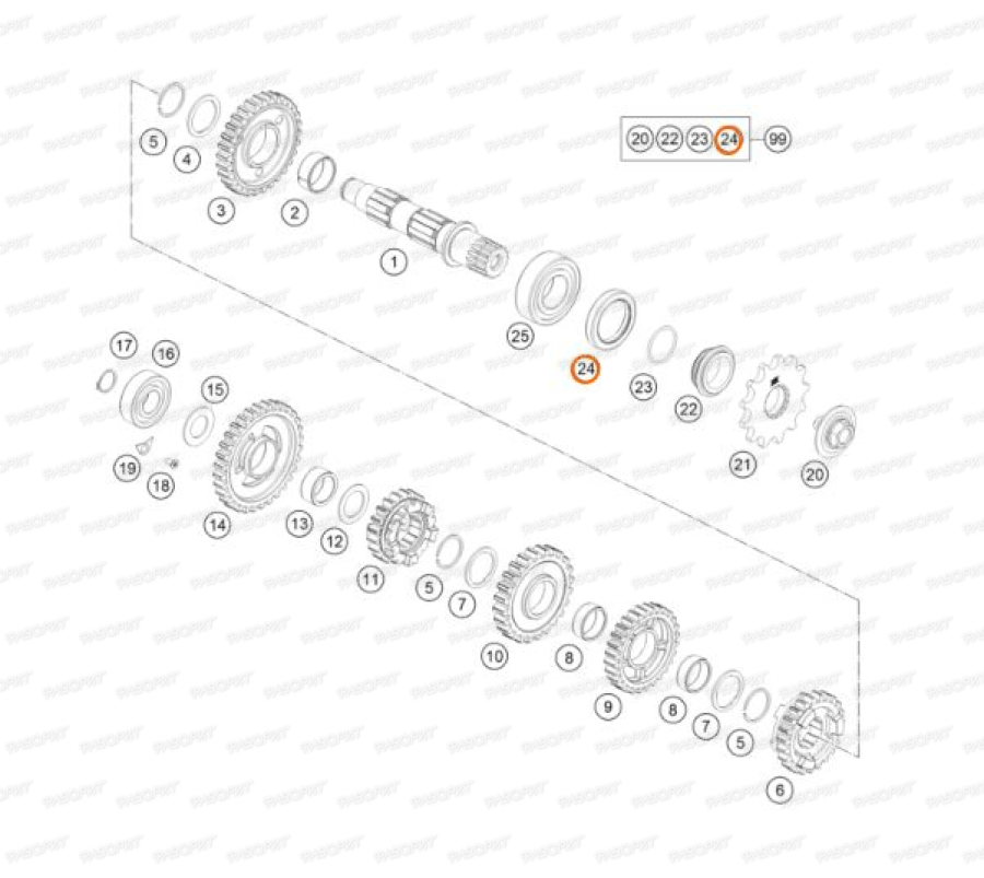 Сальник ведущей звезды (выходного вала КПП) 32X45X7 KTM SX/EXC/125-530/02->