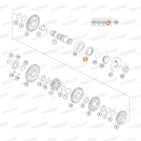 Сальник ведущей звезды (выходного вала КПП) 32X45X7 KTM SX/EXC/125-530/02->