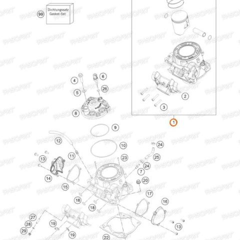 Цилиндр + поршень KTM EXC 300 TPI /20->