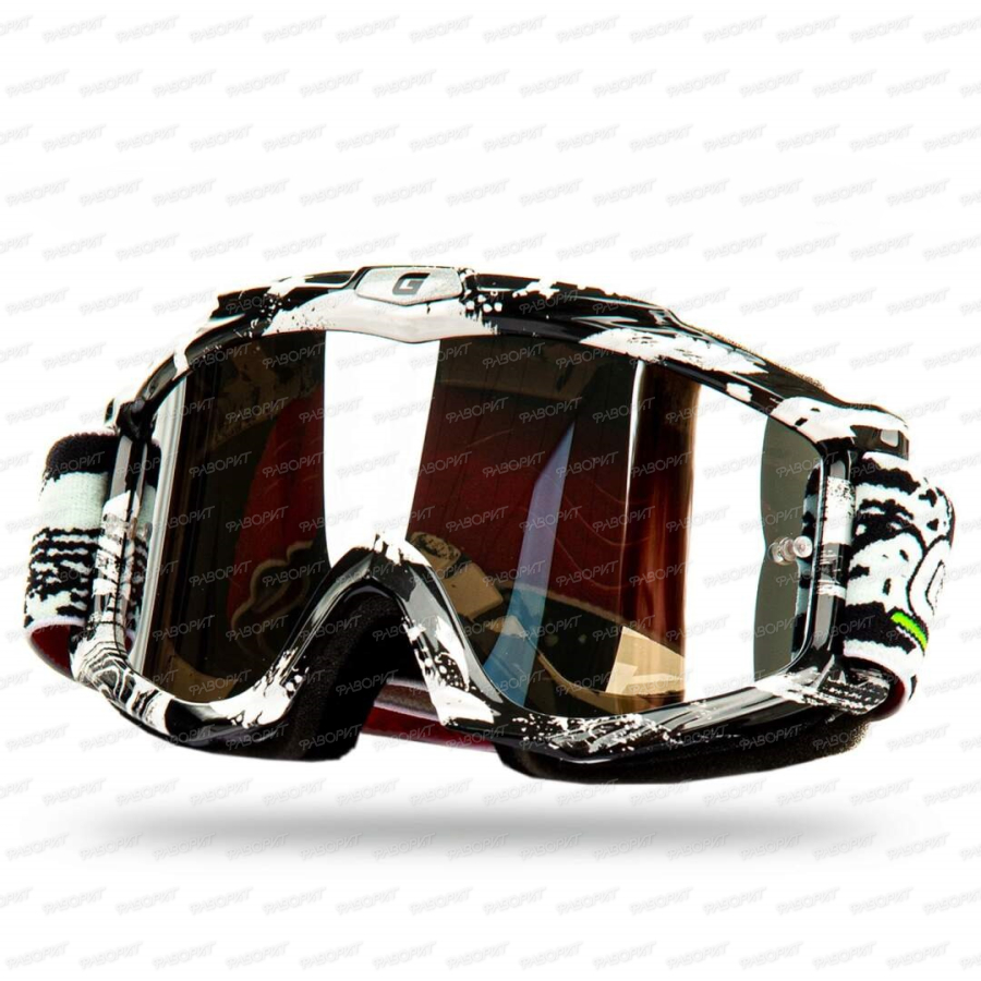 Очки Мотокросс GTX 5021 бело/черные (двойное стекло)