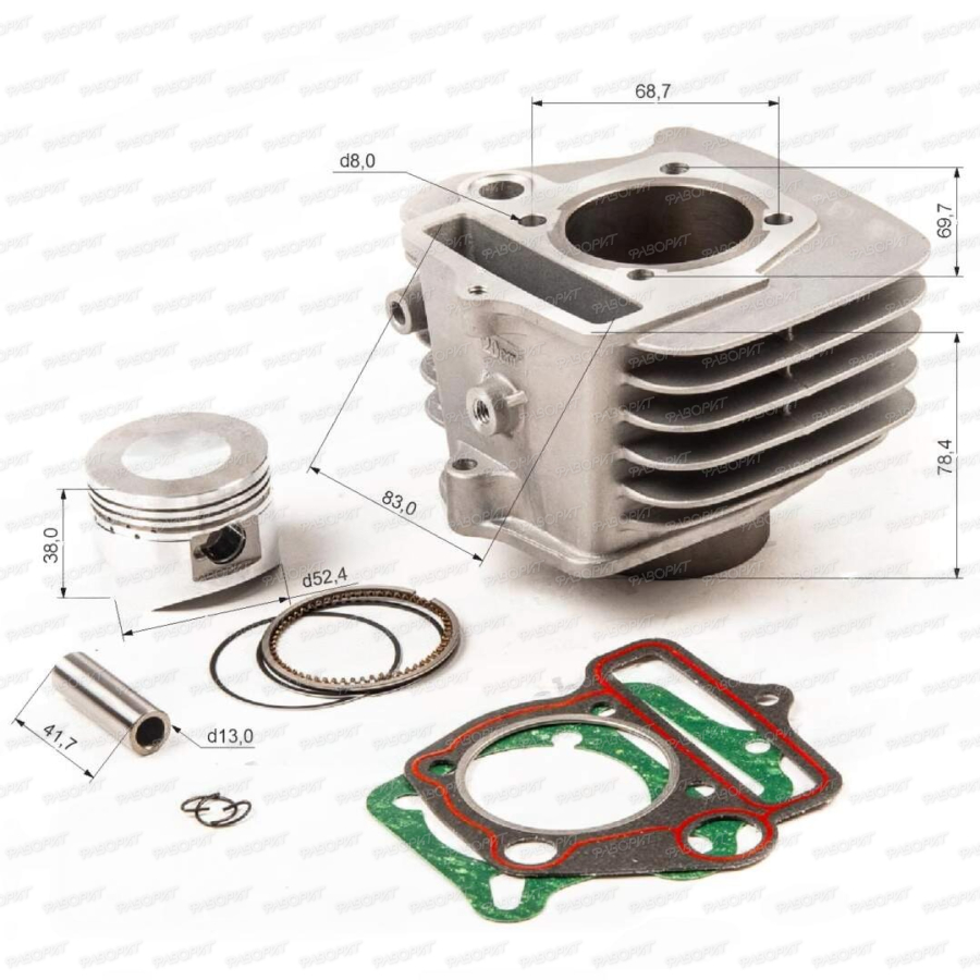 ЦПГ (поршневая) 152FMI 125см3 (52,4*55,5) алюминиевая ZS