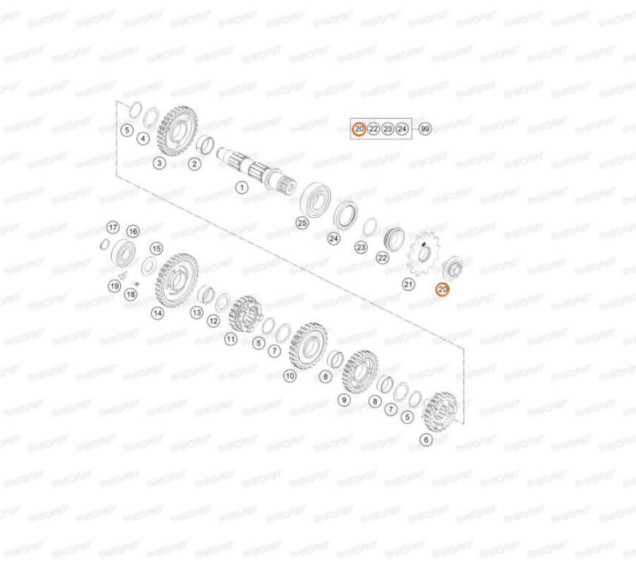 Болт крепления ведущей звезды + шайба KTM SX/EXC 125-530