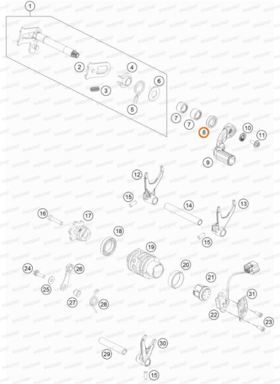 Сальник вала лапки КПП (14X24x6) KTM SX85/06-> SX/EXC/125-530/01-> LC8/990/1190