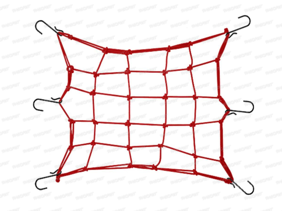 Сетка для крепления багажа красная (4мм, 30х30см) мет.крючки RSCN-001