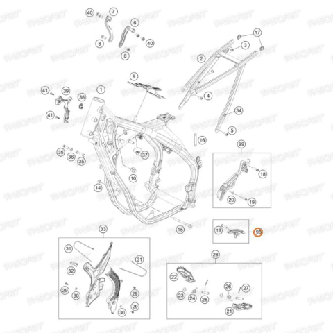 Слайдер цепи нижний в комплекте с крепежом KTM SX/EXC/125-500/16-> SX85/18->
