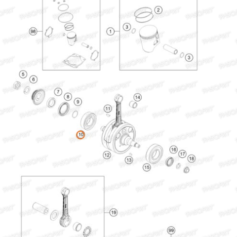 Подшипник коленвала правый 32X65X17 KTM SX250/02-16