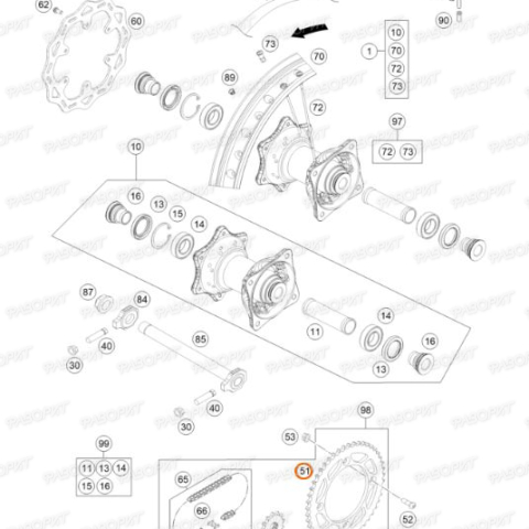 Звезда задняя алюминий (50зуб) KTM SX85/03->