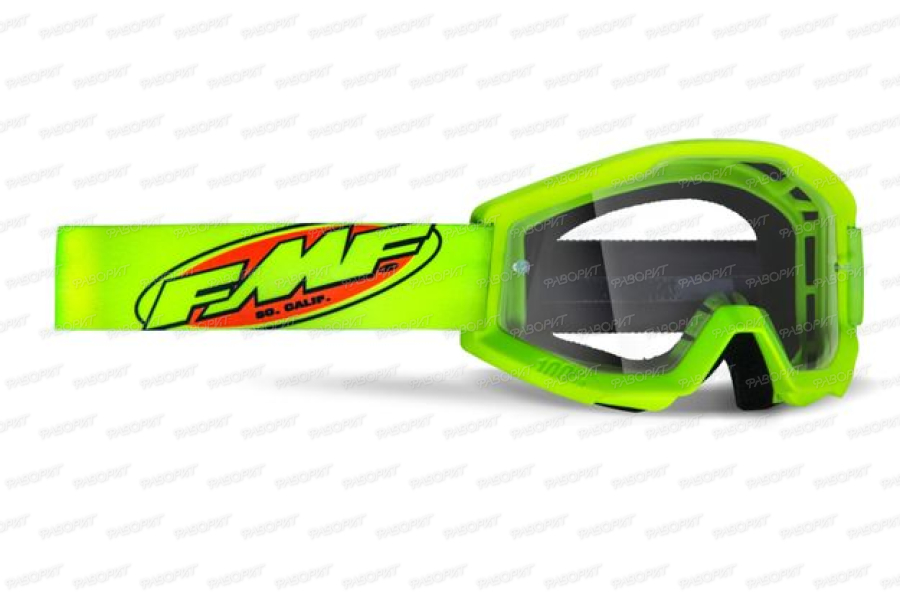Маска кросс FMF Powercore Core Yellow - Clear Lens